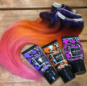 redken city beats custom dyed rainbow sunset hair extensions at voodou liverpool hair salons