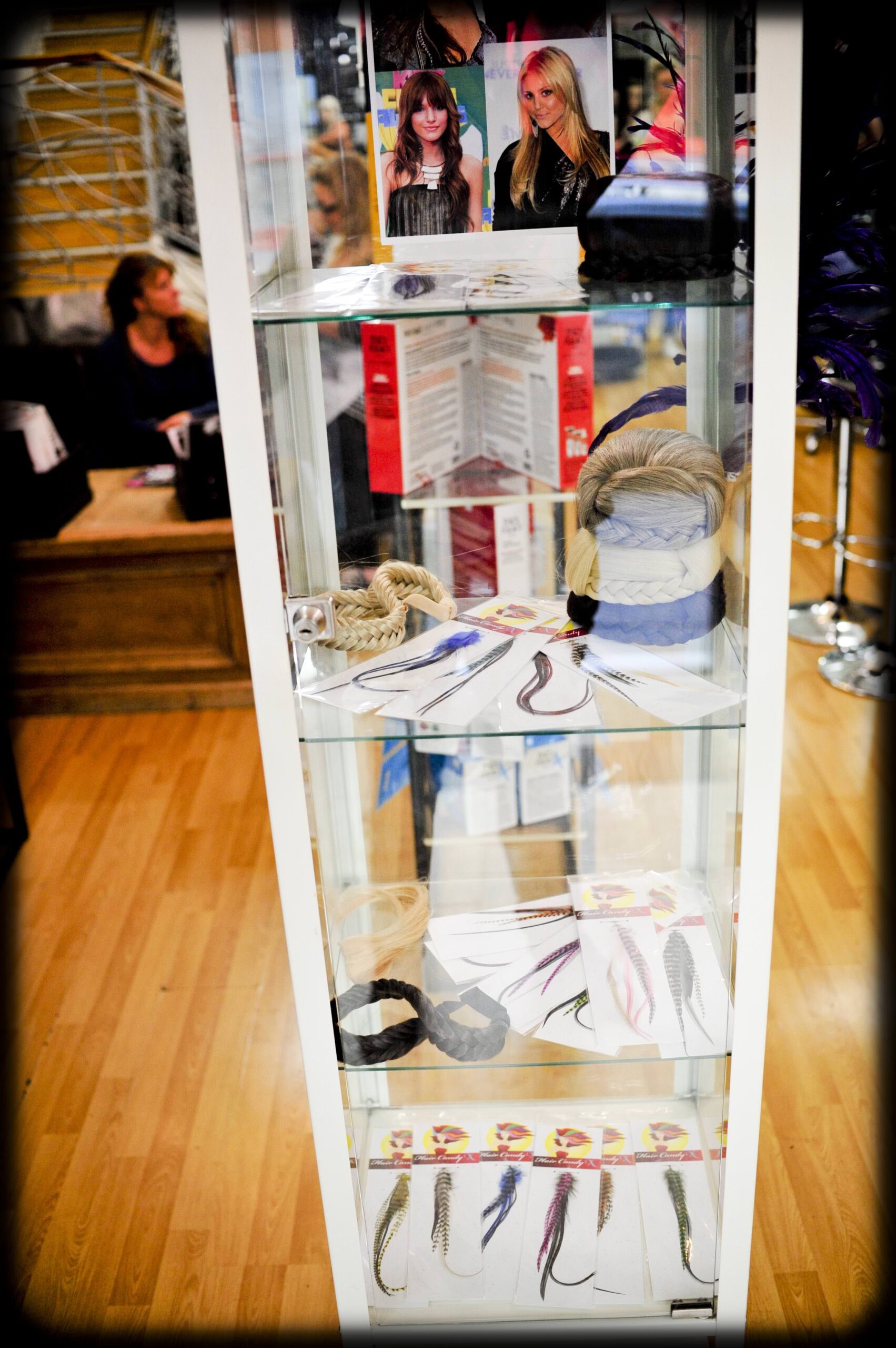 The feather hair extension display cabinet