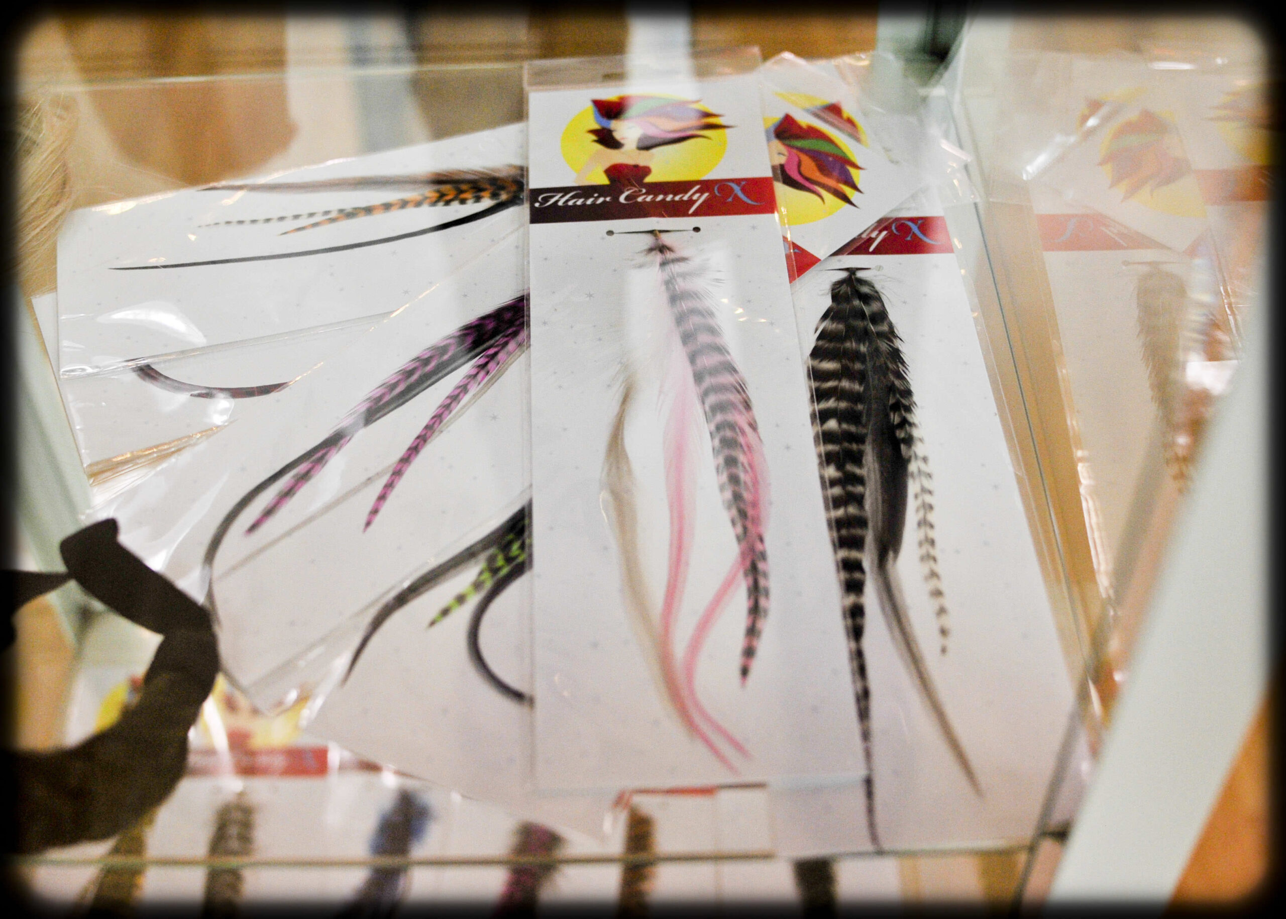 The feather hair extensions come in an array of colours