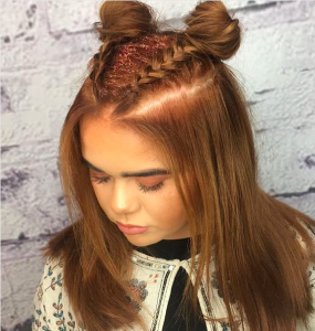 glitter roots, space buns and braids for festival hair at voodou liverpool hair salons